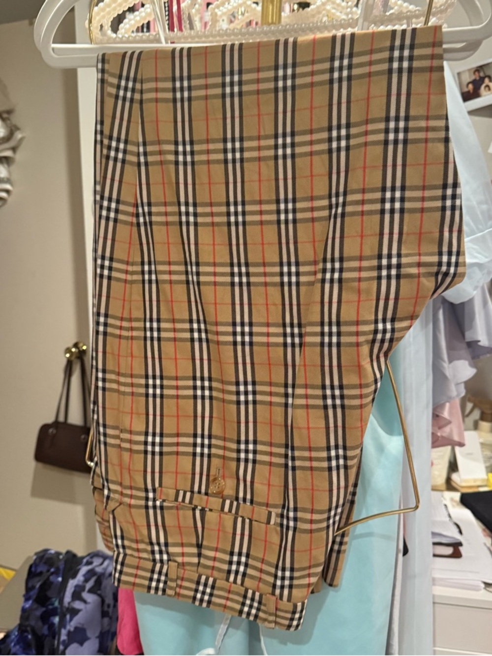 Vintage Burberry Beige Plaid Chinos with Signature Check - Picture 2 of 5
